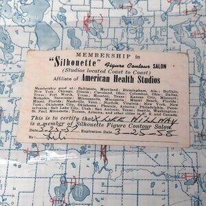 Vintage Gym Membership Card Silhouette Figure Contour Salon by American Health S